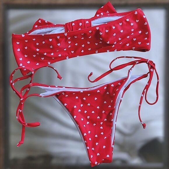 NWOT Zaful Heart Bowknot Bikini Set - Picture 7 of 11